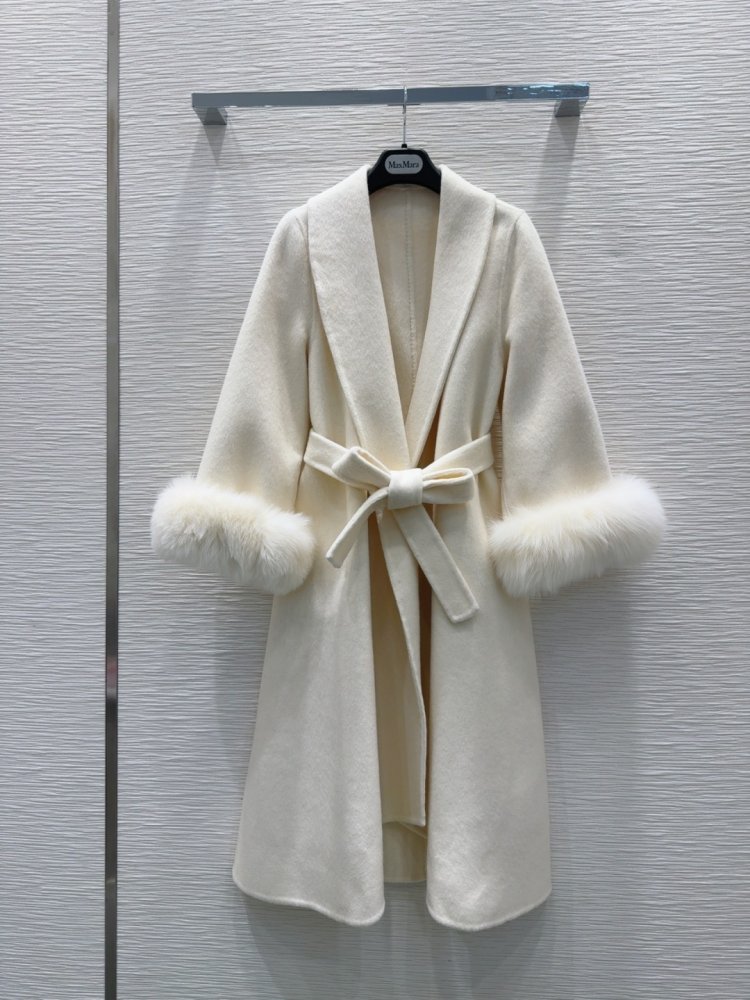 Двустороннее кашемировое пальто c лисьим мехом фото 2