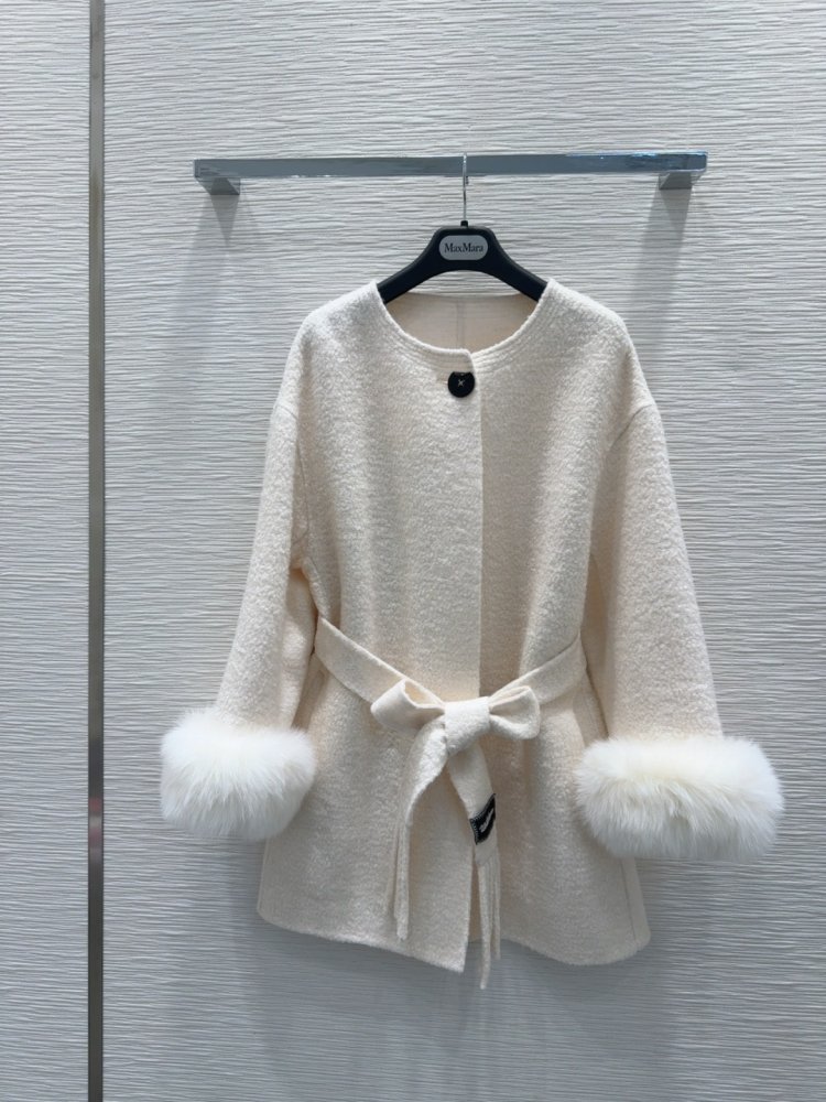 Двустороннее кашемировое пальто c лисьим мехом фото 2