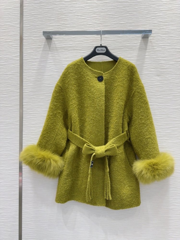 Двустороннее кашемировое пальто c лисьим мехом фото 2