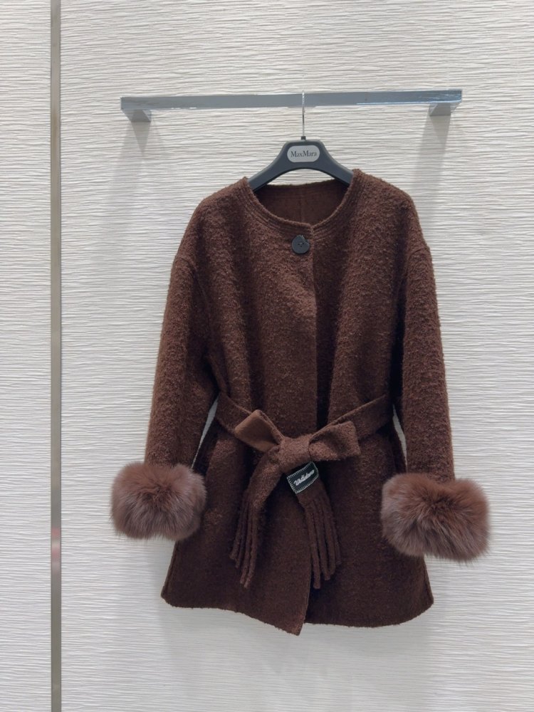 Двустороннее кашемировое пальто c лисьим мехом фото 2