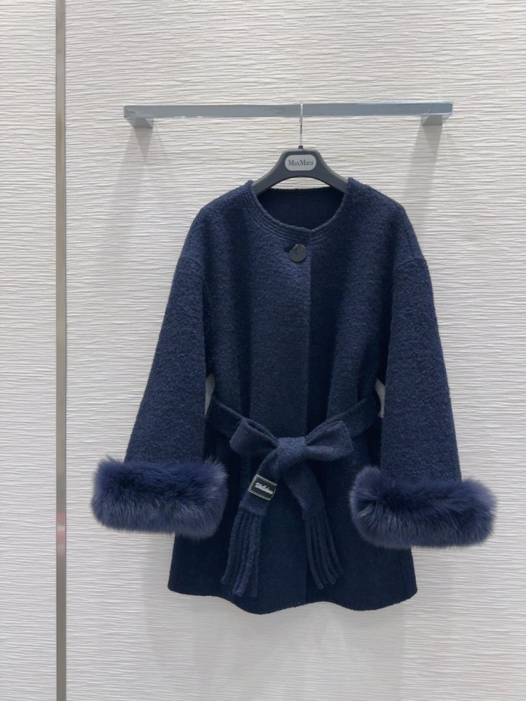 Двустороннее кашемировое пальто c лисьим мехом фото 2