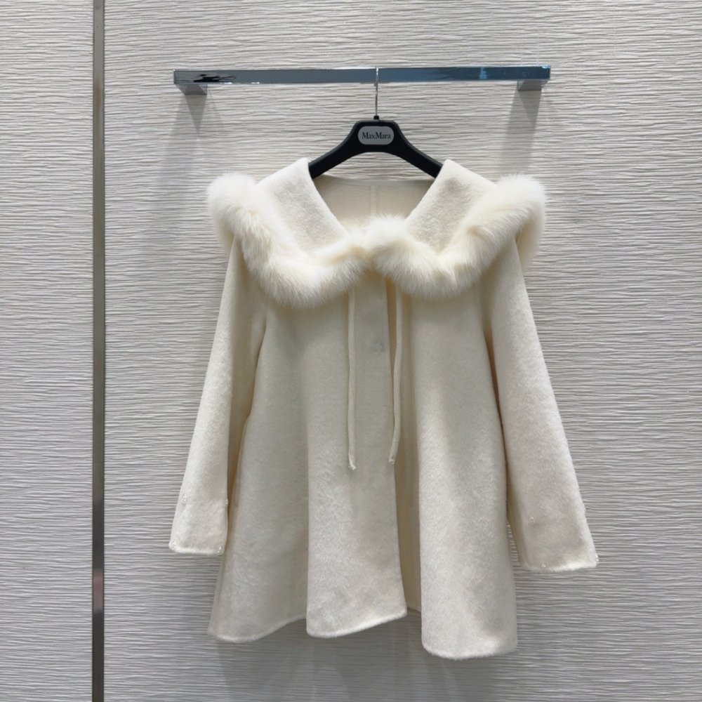 Двустороннее кашемировое пальто c лисьим мехом фото 3