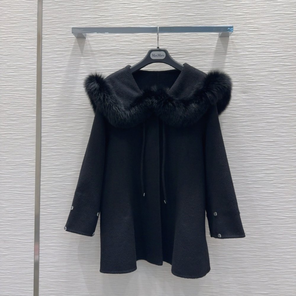 Двустороннее кашемировое пальто c лисьим мехом фото 3