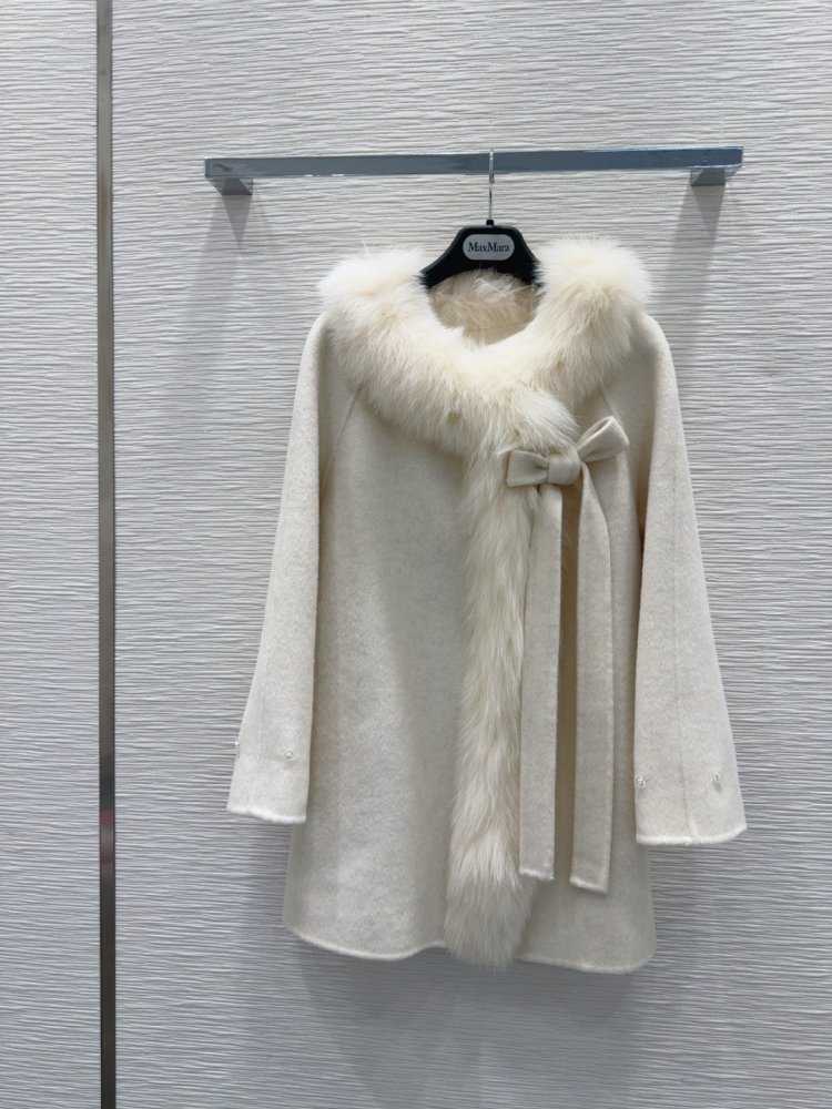 Двустороннее кашемировое пальто c лисьим мехом фото 3