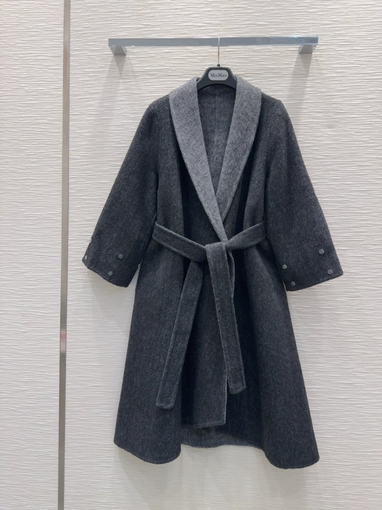 Двустороннее кашемировое пальто c лисьим мехом фото 3