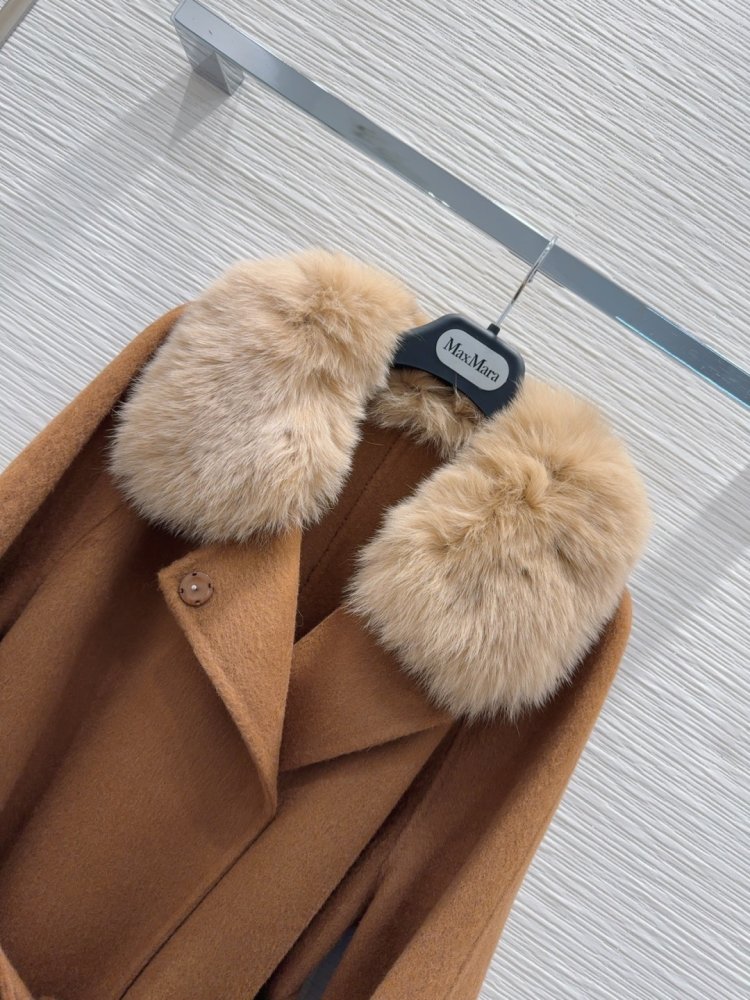 Двостороннє кашемірове пальто c лисячим хутром фото 4