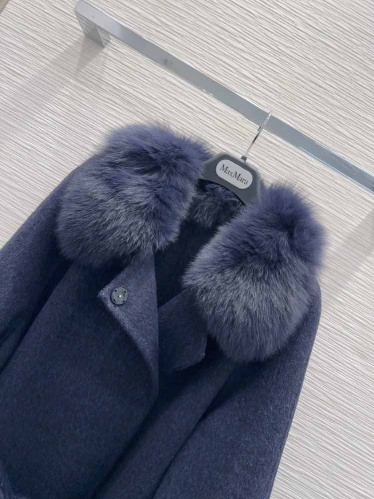 Двостороннє кашемірове пальто c лисячим хутром фото 4