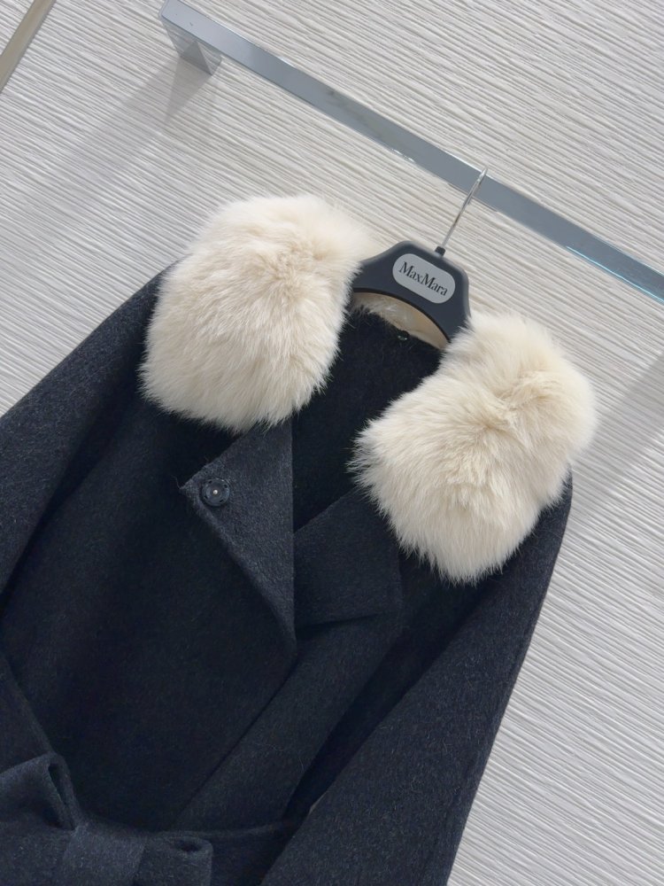 Двостороннє кашемірове пальто c лисячим хутром фото 4