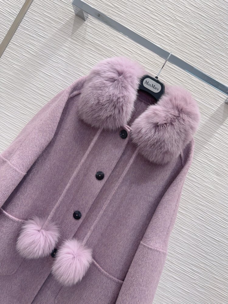 Двостороннє кашемірове пальто c лисячим хутром фото 4