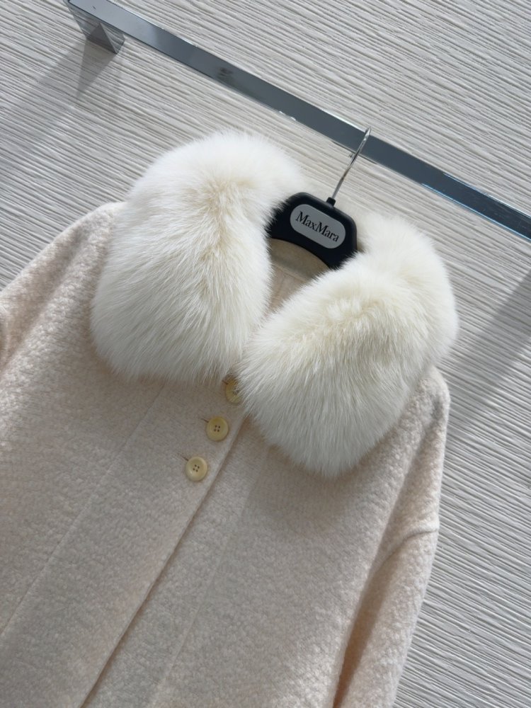 Двостороннє кашемірове пальто c лисячим хутром фото 4