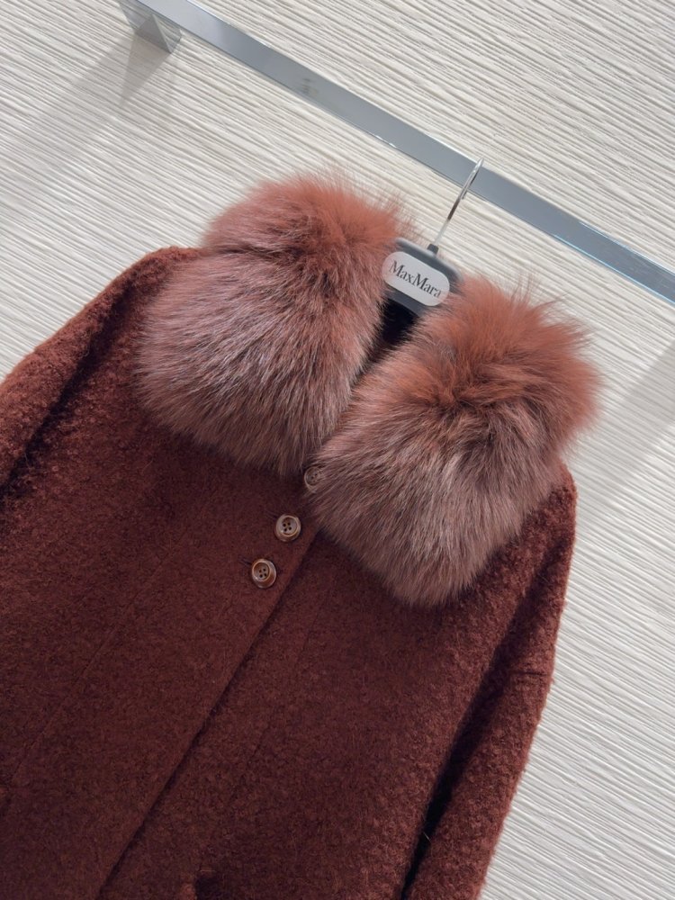 Двустороннее кашемировое пальто c лисьим мехом фото 4