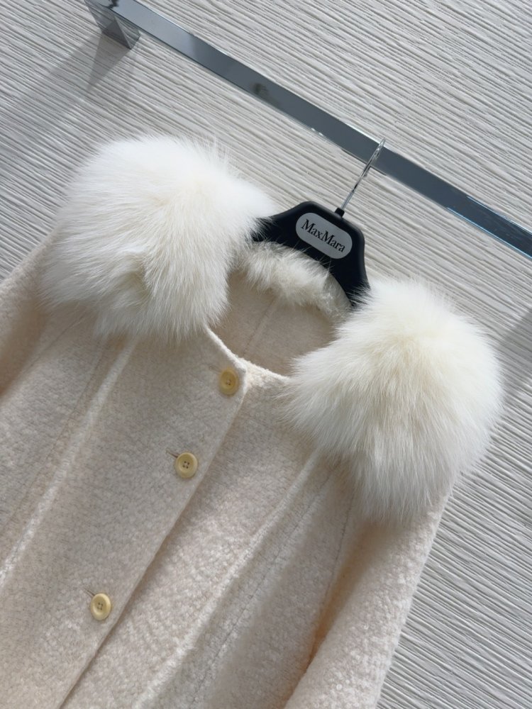 Двустороннее кашемировое пальто c лисьим мехом фото 4