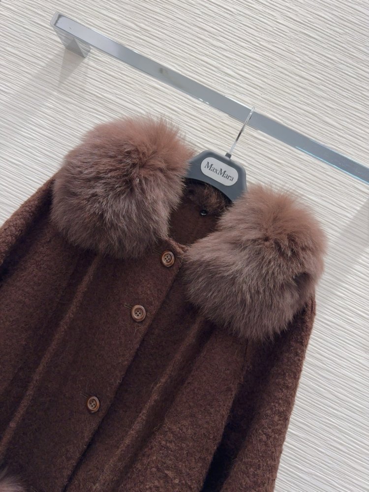 Двустороннее кашемировое пальто c лисьим мехом фото 4