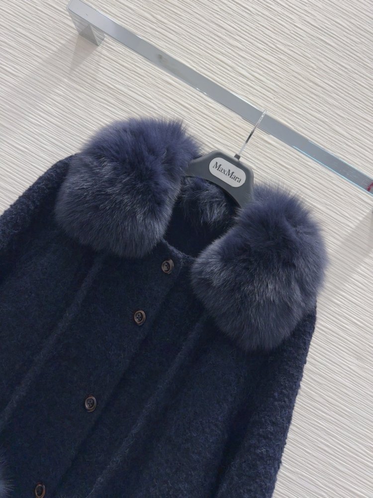 Двустороннее кашемировое пальто c лисьим мехом фото 4