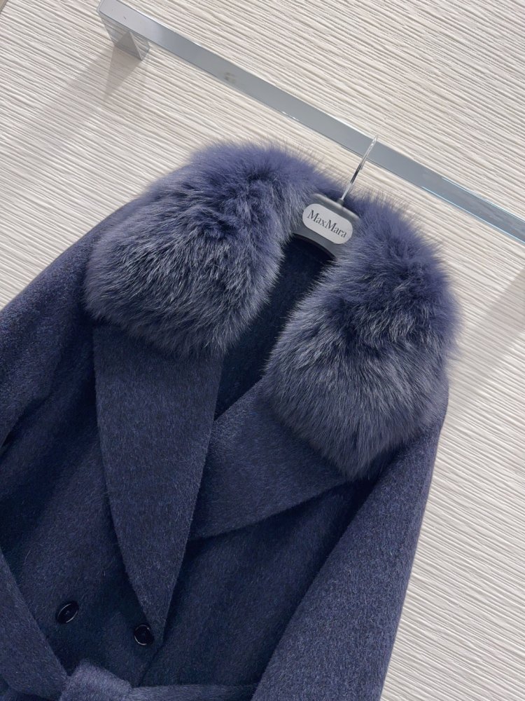 Двустороннее кашемировое пальто c лисьим мехом фото 4