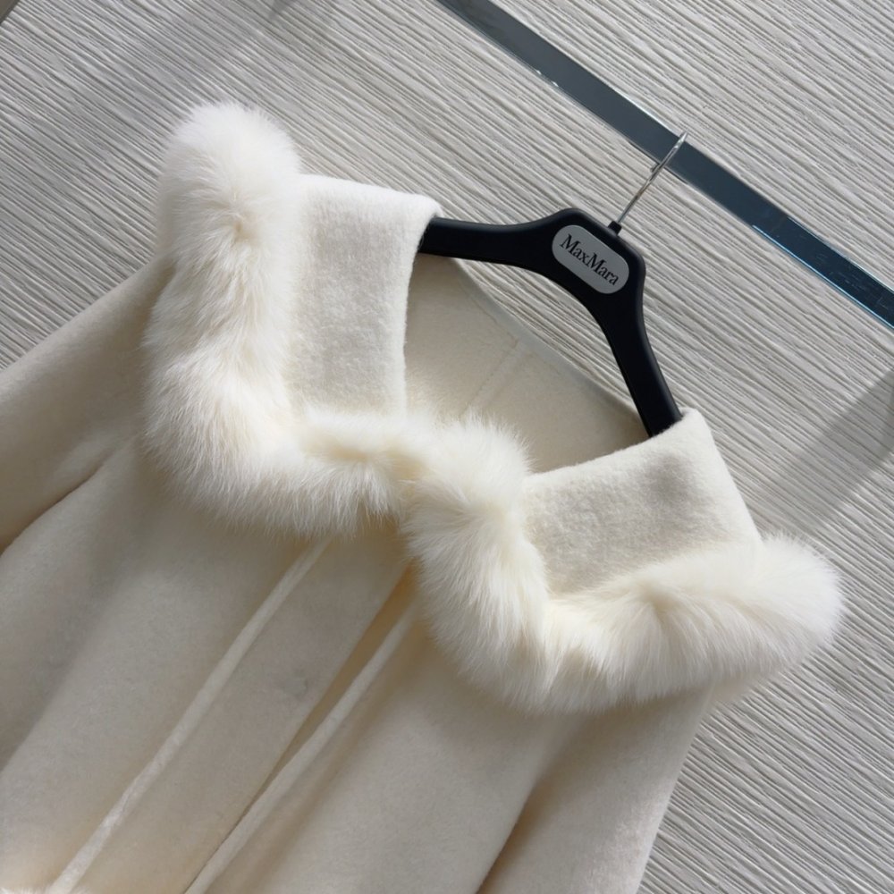 Двустороннее кашемировое пальто c лисьим мехом фото 4