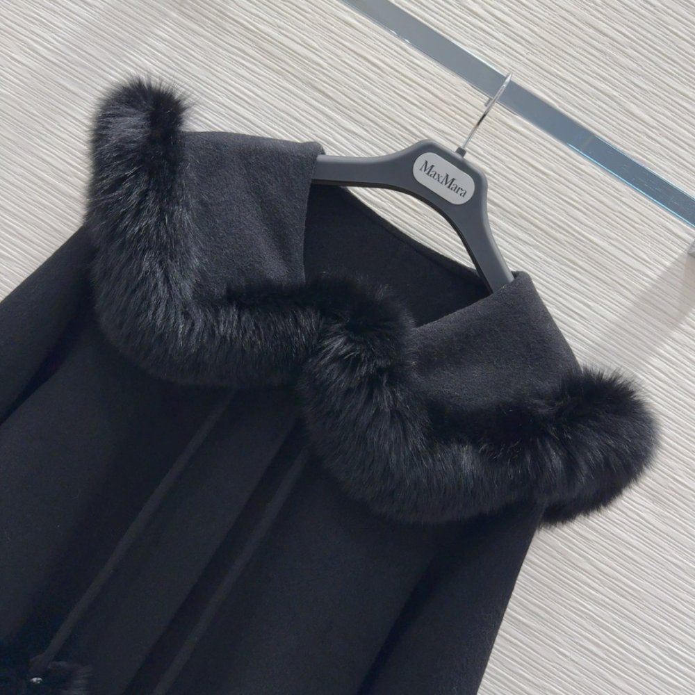 Двустороннее кашемировое пальто c лисьим мехом фото 4