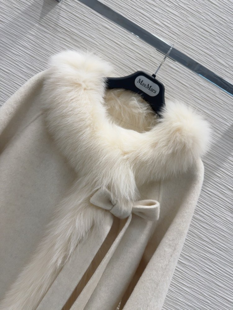 Двустороннее кашемировое пальто c лисьим мехом фото 4