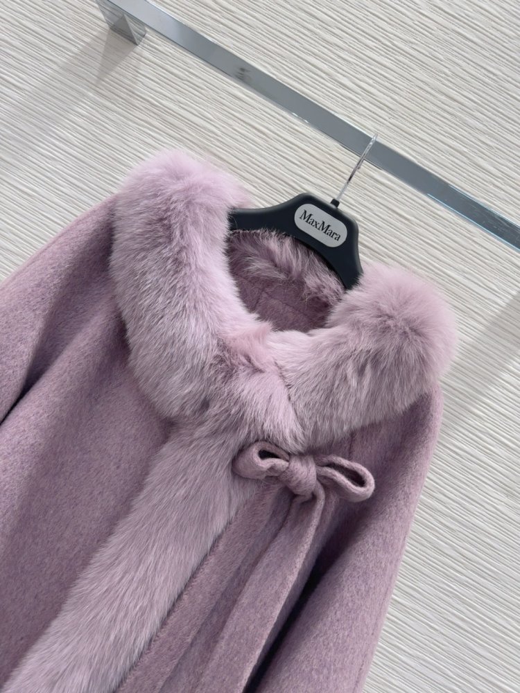 Двустороннее кашемировое пальто c лисьим мехом фото 4