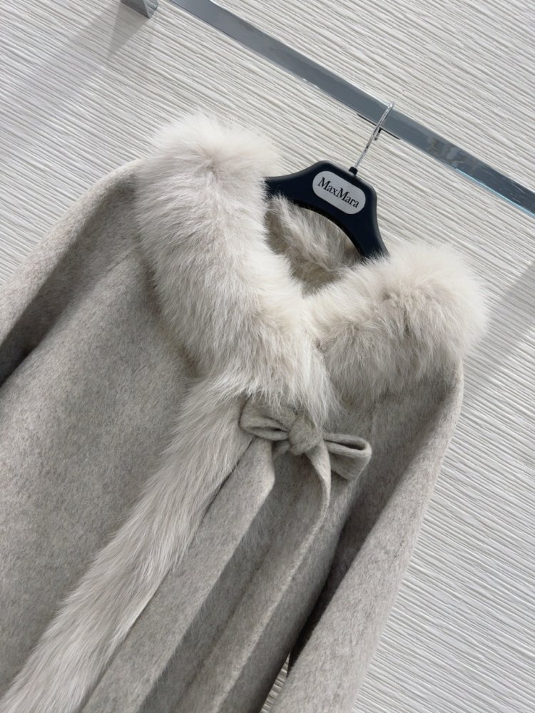 Двустороннее кашемировое пальто c лисьим мехом фото 4