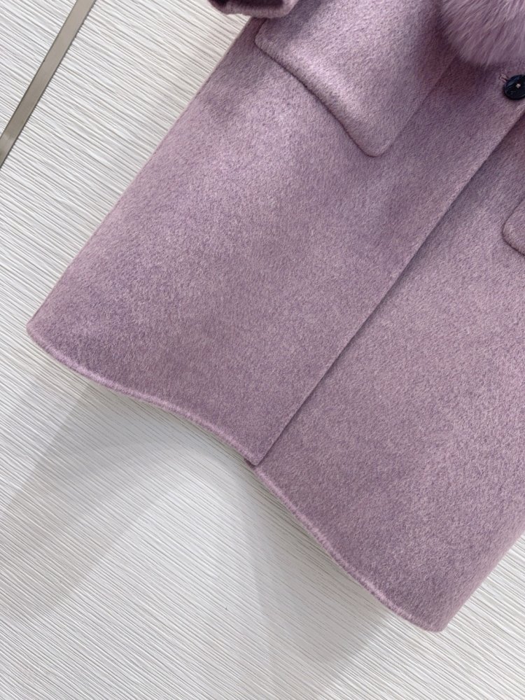 Двостороннє кашемірове пальто c лисячим хутром фото 5