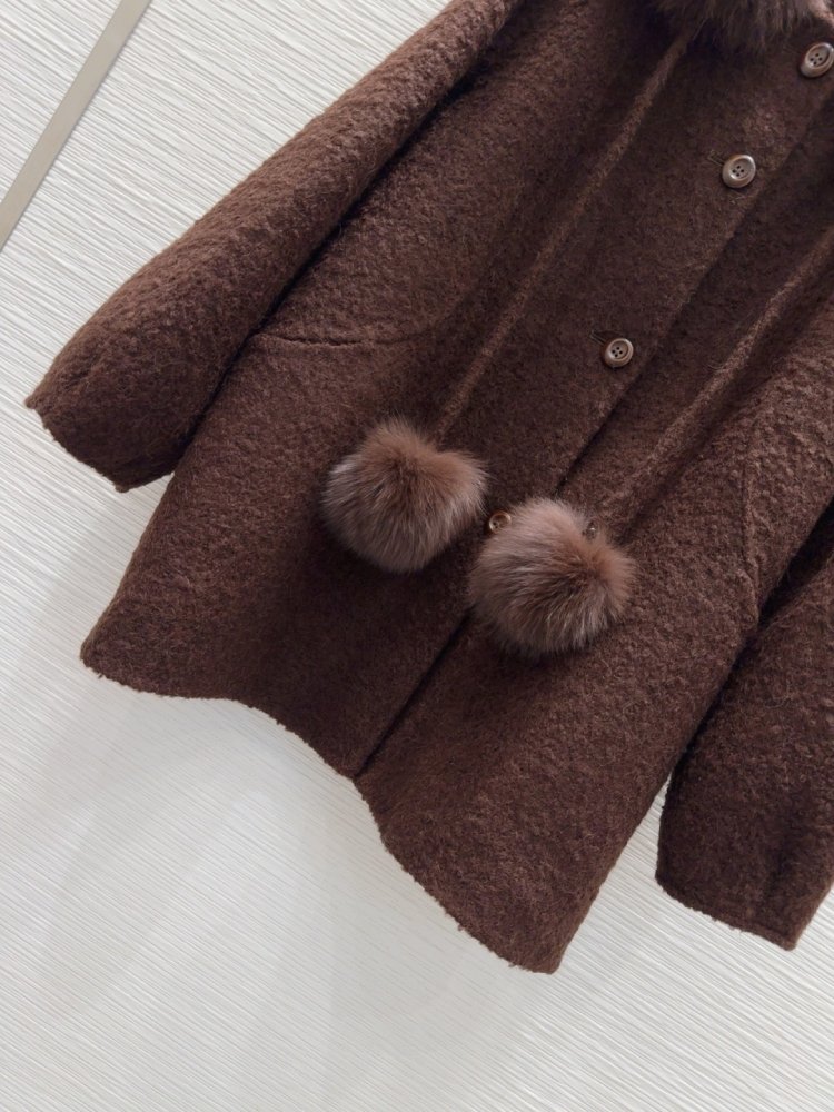 Двустороннее кашемировое пальто c лисьим мехом фото 5