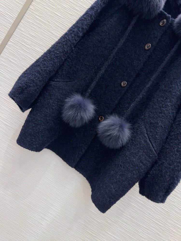 Двустороннее кашемировое пальто c лисьим мехом фото 5