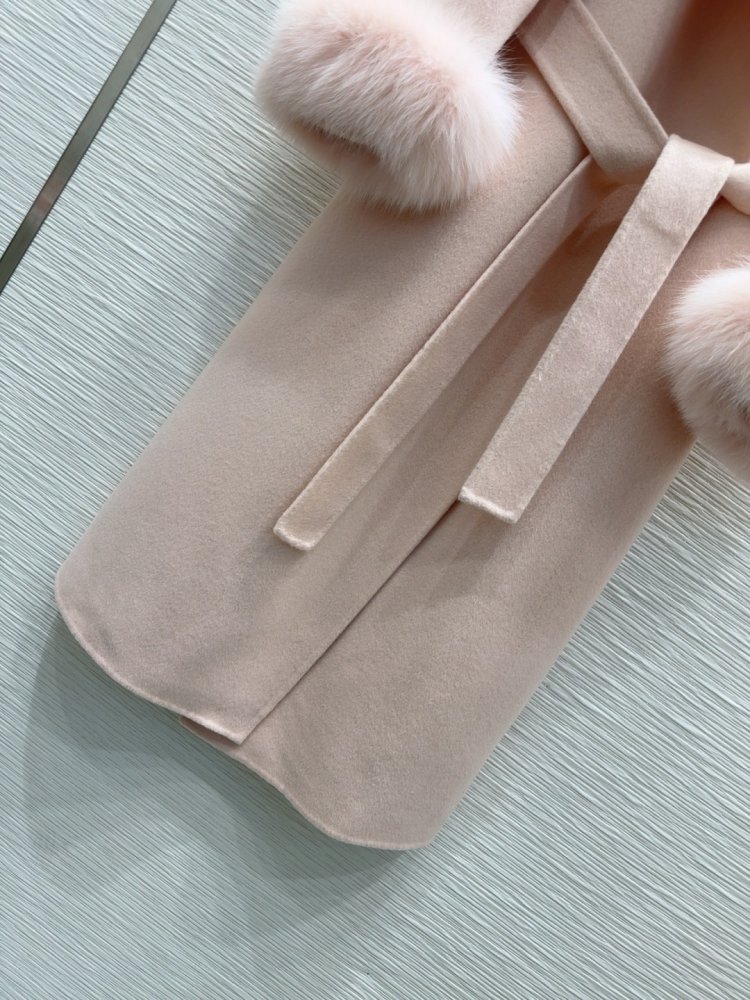 Двустороннее кашемировое пальто c лисьим мехом фото 5