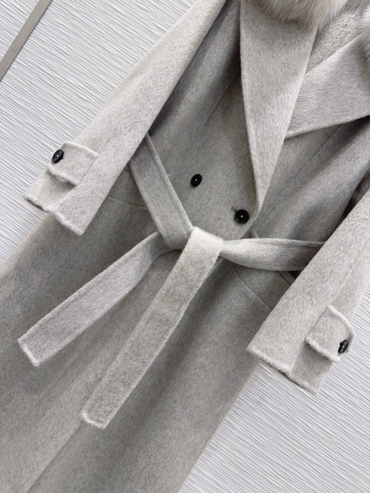 Двустороннее кашемировое пальто c лисьим мехом фото 5