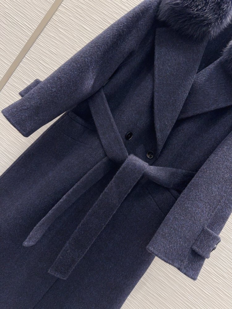Двустороннее кашемировое пальто c лисьим мехом фото 5