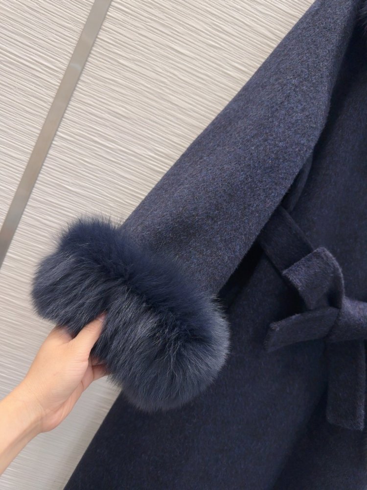 Двостороннє кашемірове пальто c лисячим хутром фото 6