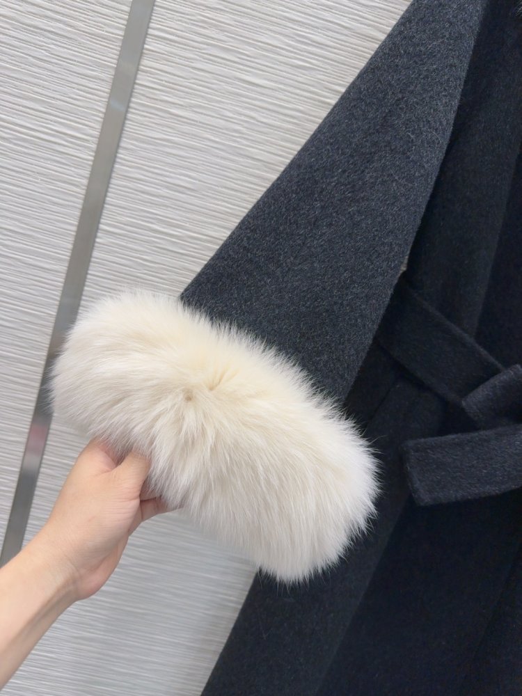 Двостороннє кашемірове пальто c лисячим хутром фото 6