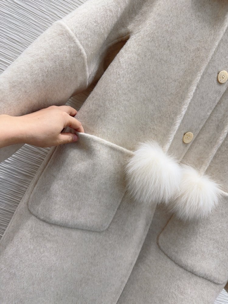 Двостороннє кашемірове пальто c лисячим хутром фото 6