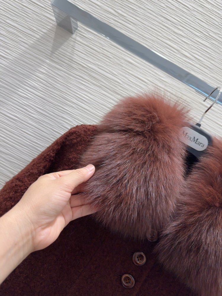 Двустороннее кашемировое пальто c лисьим мехом фото 6