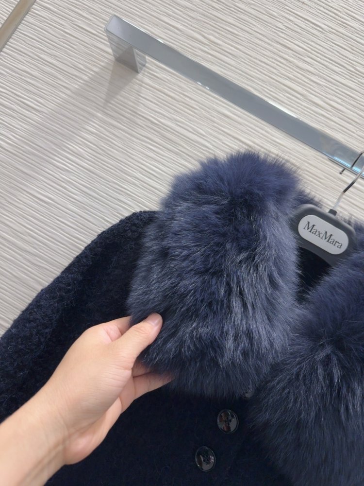 Двостороннє кашемірове пальто c лисячим хутром фото 6