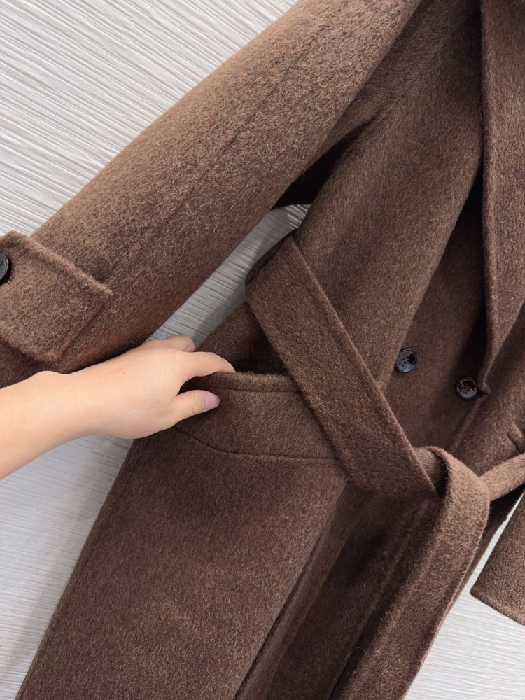 Двустороннее кашемировое пальто c лисьим мехом фото 6