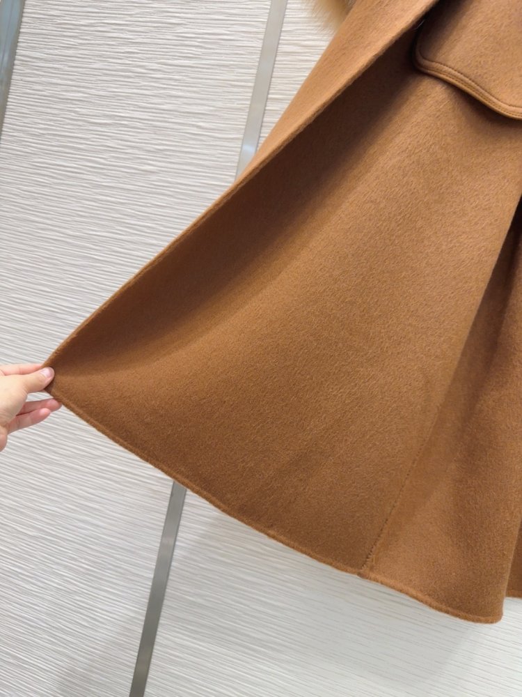 Двостороннє кашемірове пальто c лисячим хутром фото 7