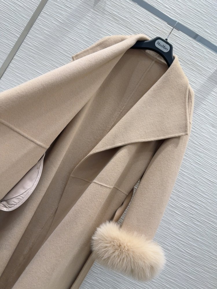 Двустороннее кашемировое пальто c лисьим мехом фото 7