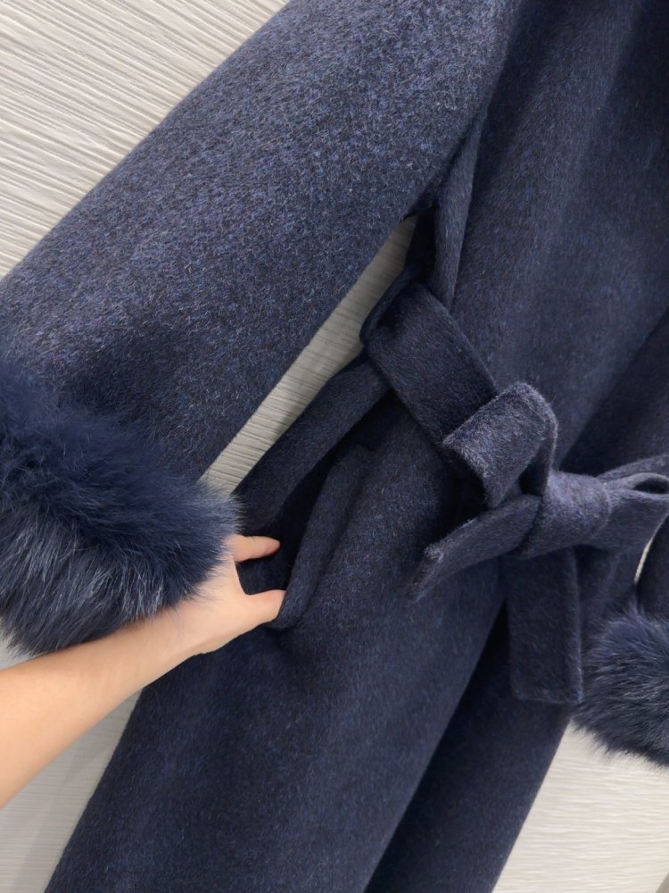 Двостороннє кашемірове пальто c лисячим хутром фото 8