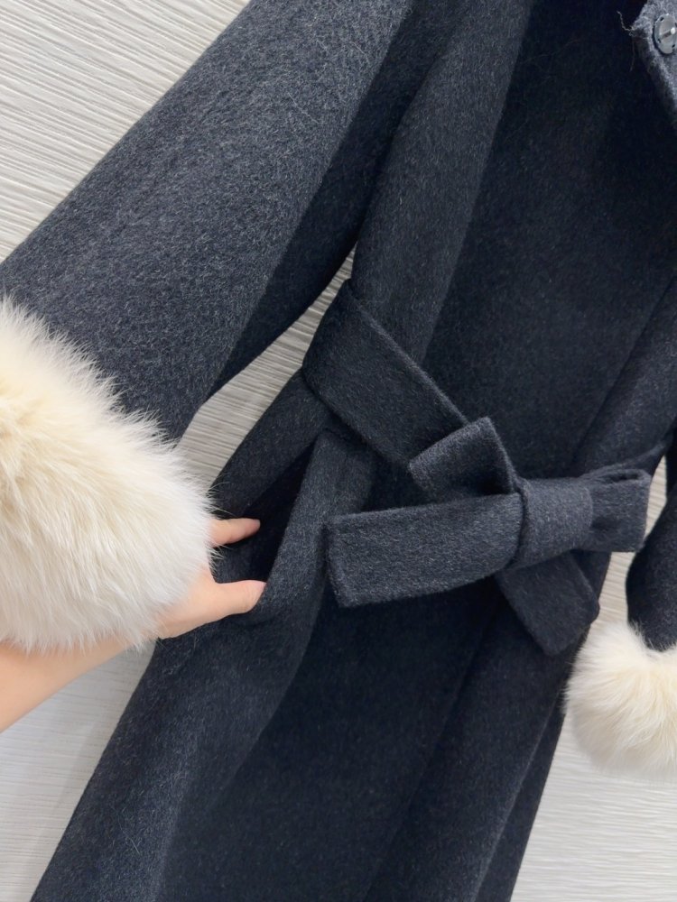 Двостороннє кашемірове пальто c лисячим хутром фото 8