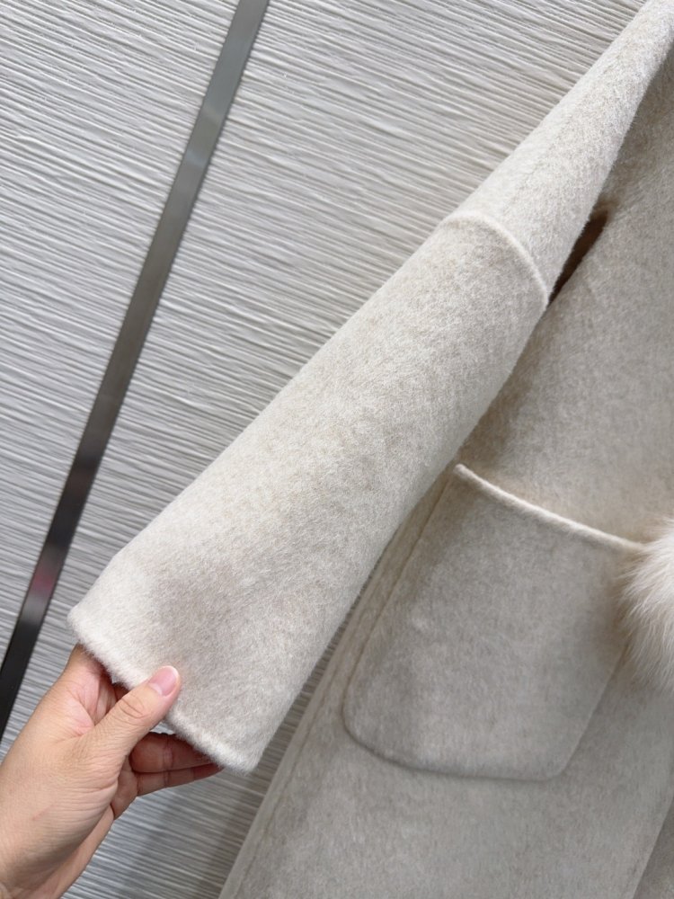 Двостороннє кашемірове пальто c лисячим хутром фото 8