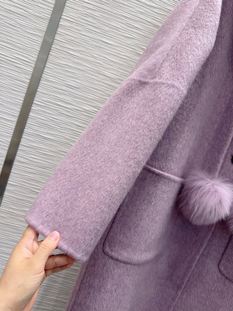 Двостороннє кашемірове пальто c лисячим хутром фото 8