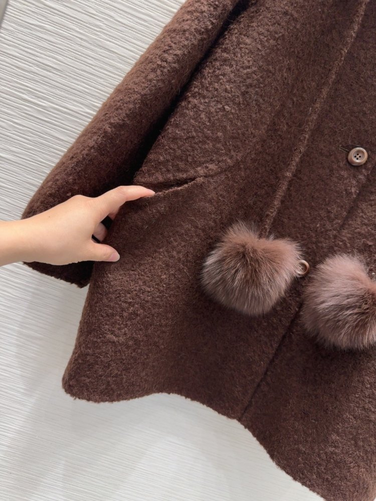 Двустороннее кашемировое пальто c лисьим мехом фото 8