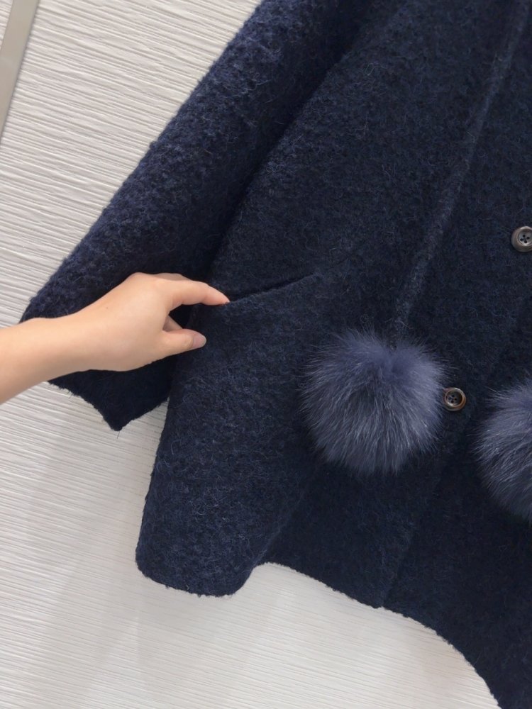 Двустороннее кашемировое пальто c лисьим мехом фото 8