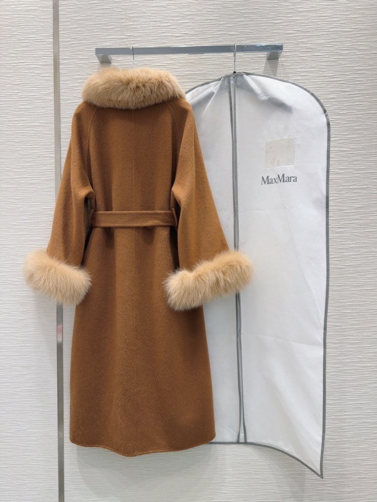 Двостороннє кашемірове пальто c лисячим хутром фото 9