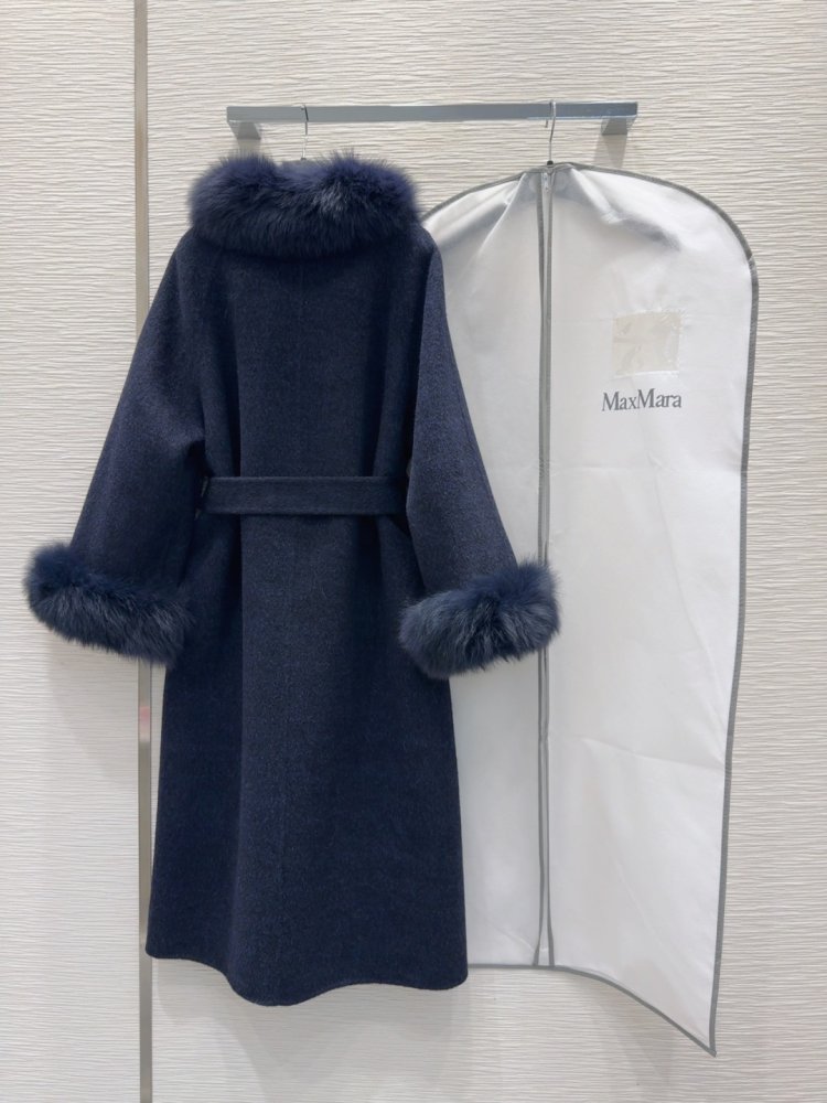 Двостороннє кашемірове пальто c лисячим хутром фото 9