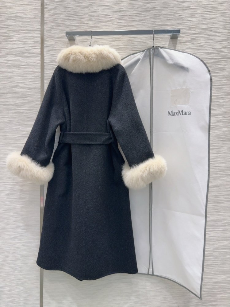 Двостороннє кашемірове пальто c лисячим хутром фото 9