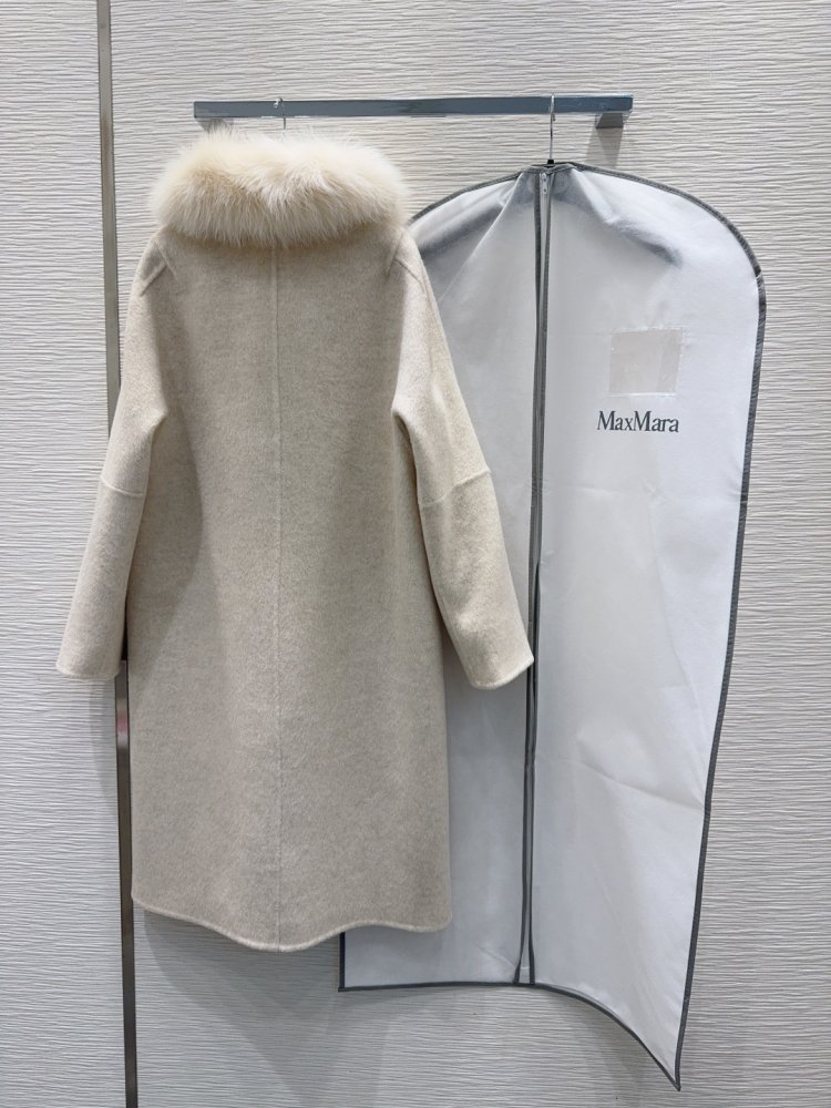 Двостороннє кашемірове пальто c лисячим хутром фото 9