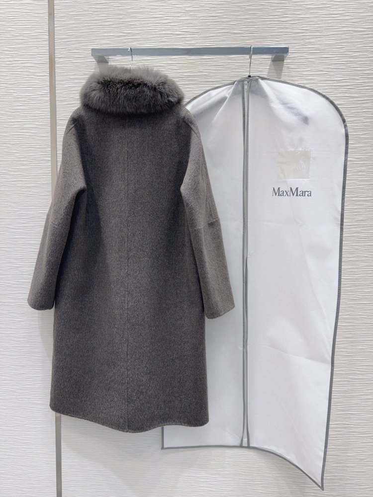 Двостороннє кашемірове пальто c лисячим хутром фото 9