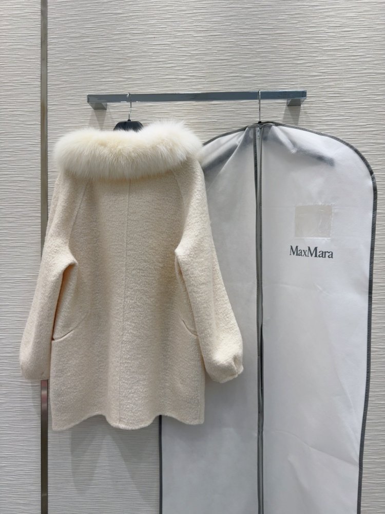 Двустороннее кашемировое пальто c лисьим мехом фото 9